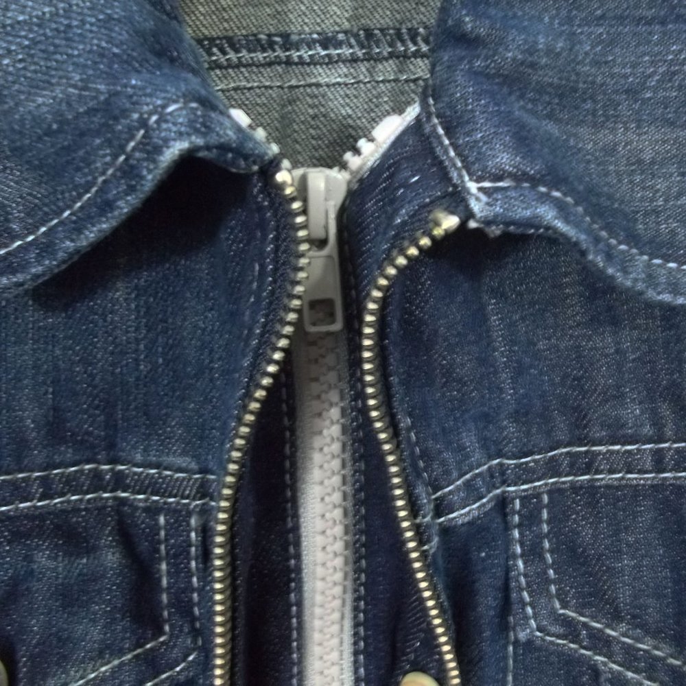 MONOPATIN South Korean Streetwear Double Zipper Skate Skateboard Denim Jacket M - Picture 4 of 12